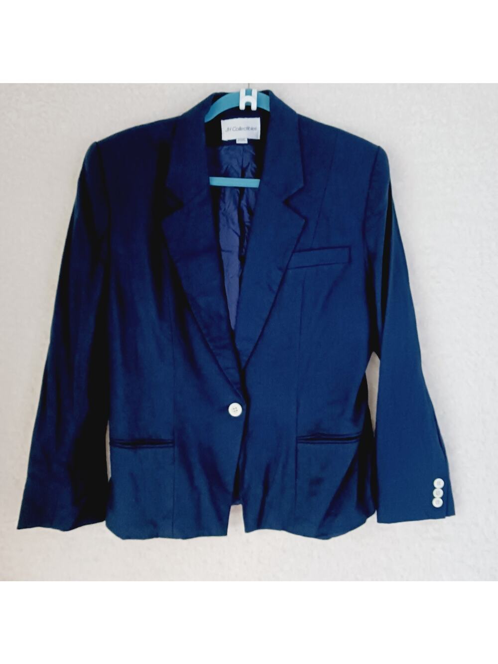 Jacket Women Navy JH Collectibles Linen Union Label VTG Lined Pockets Size 10